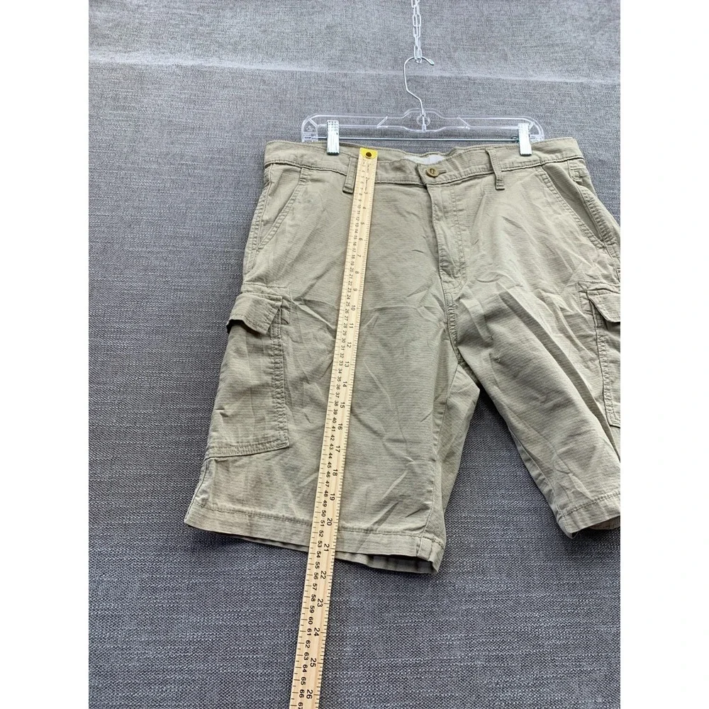 Signature By Levi Strauss & Co Cargo Shorts Mens 36 Beige Logo High Rise Ripstop